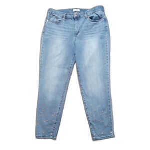 Sofia Vergara Sz 16 Women's Studded Mid Rise Stretch Skinny Ankle Jeans
